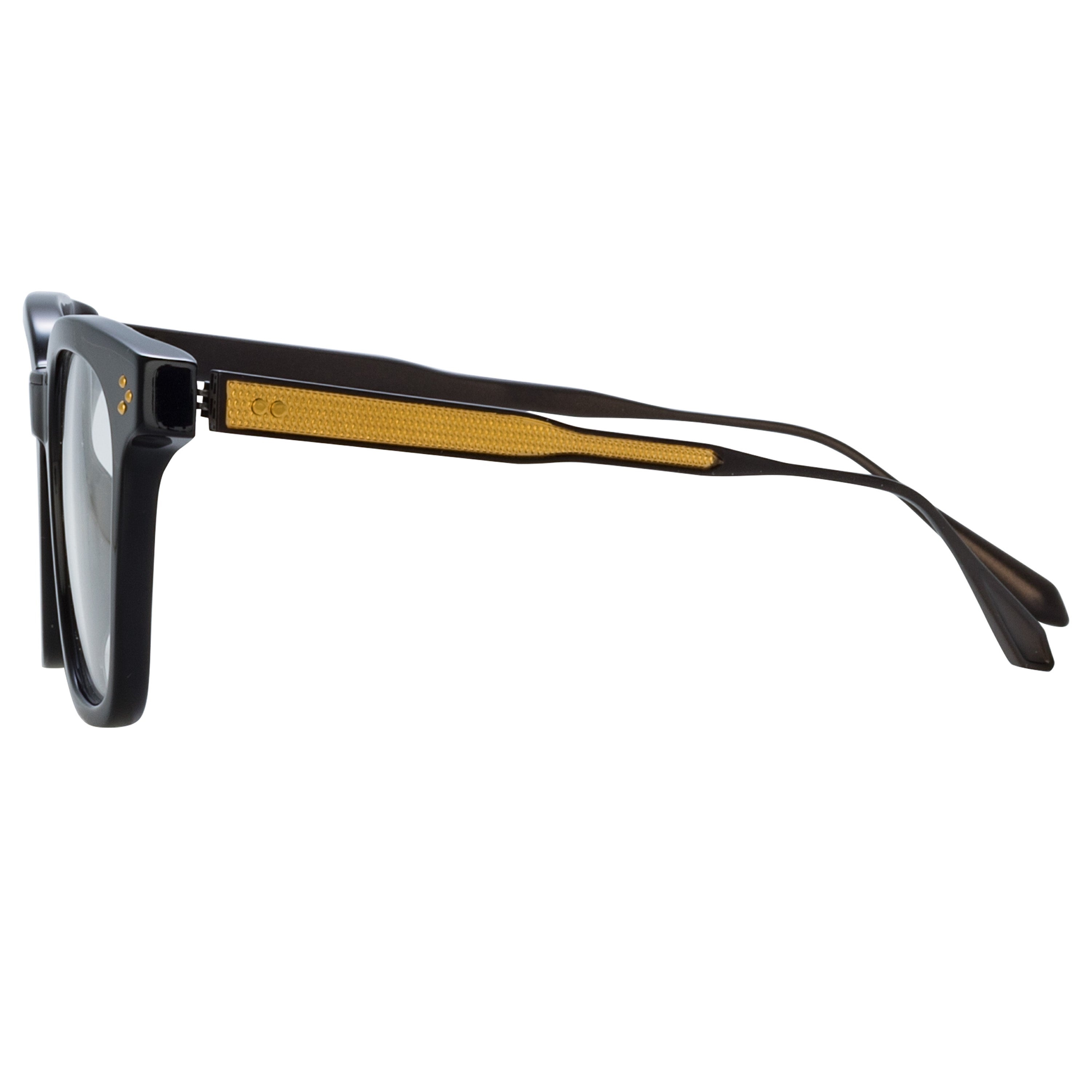 MEN'S EVANS OPTICAL D-FRAME IN BLACK AND YELLOW GOLD - 4