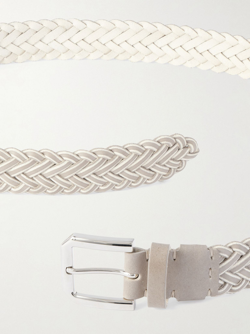 Brunello Cucinelli 3cm Woven Leather Belt Beige outlook