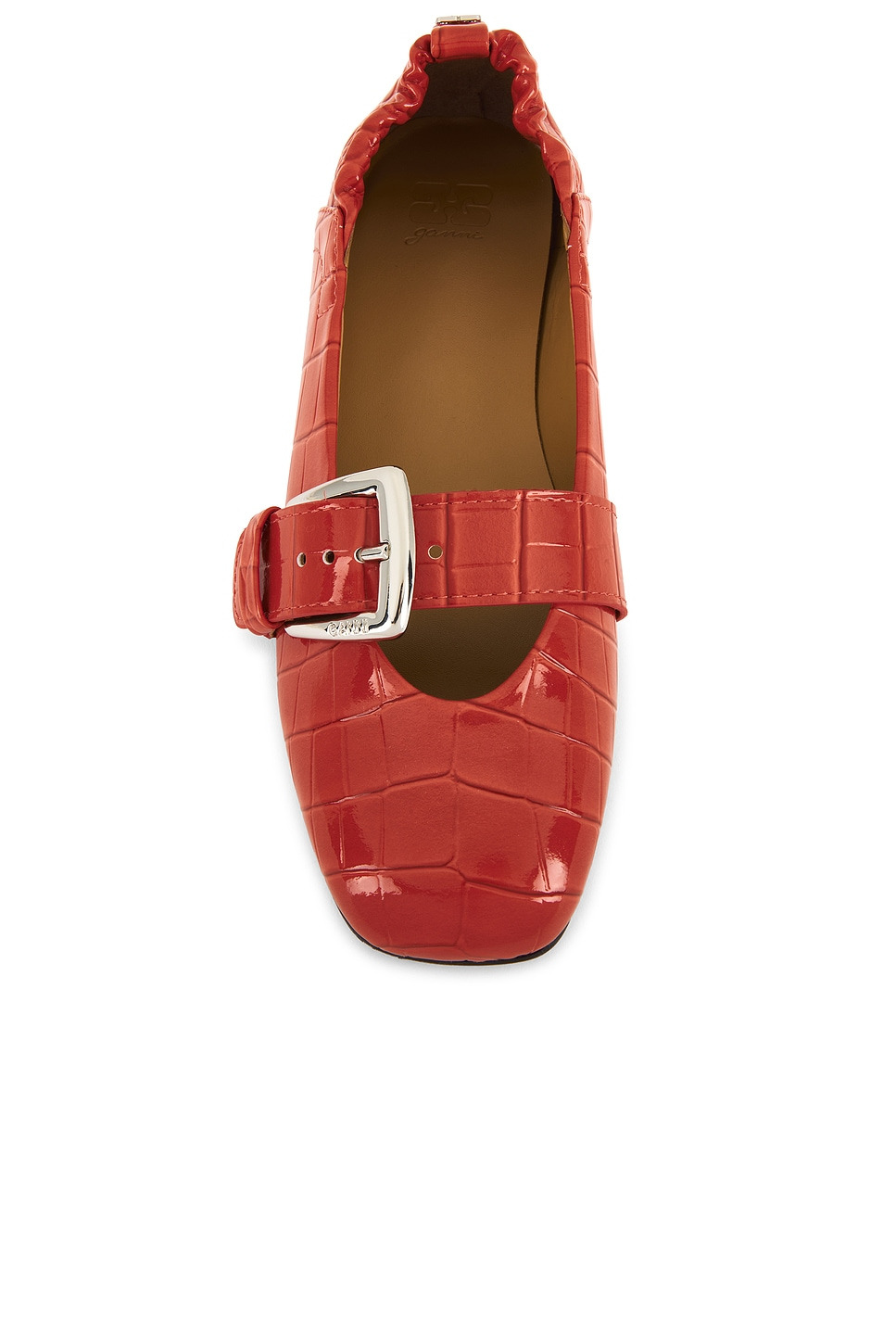 Butterfly Strap Shiny Croco Ballerina Flat - 4
