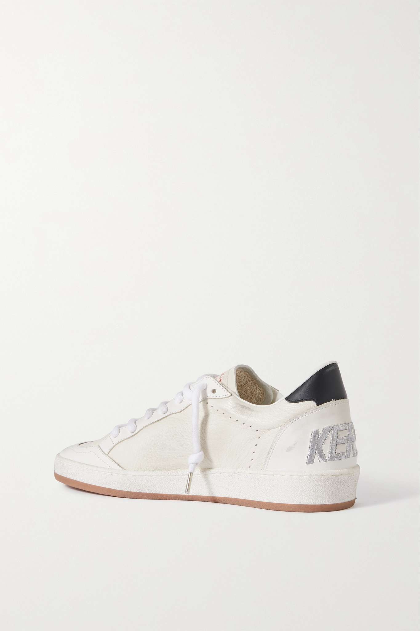 Ball Star distressed metallic-trimmed leather sneakers - 3