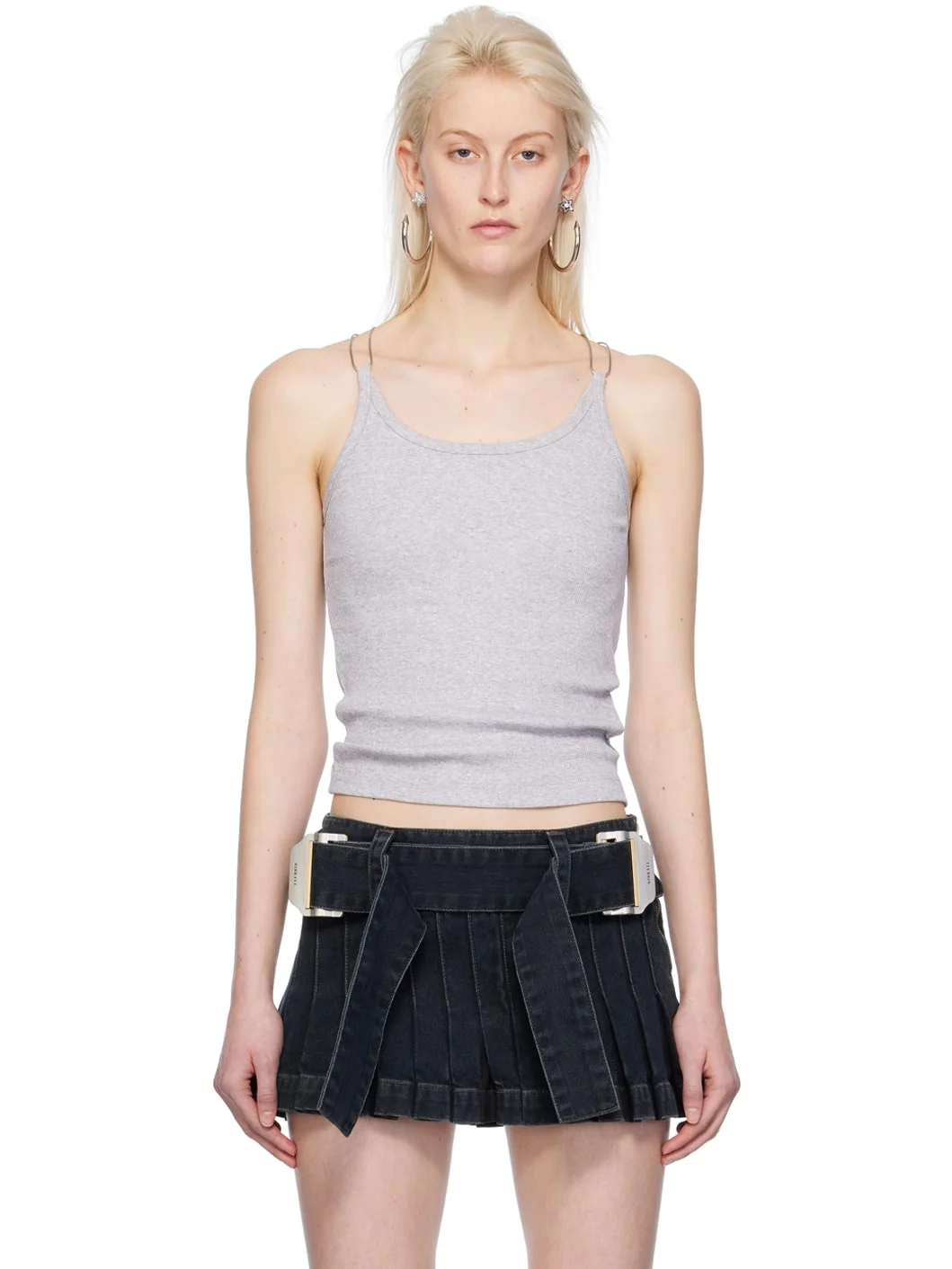 Gray Wire Strap Tank Top - 1