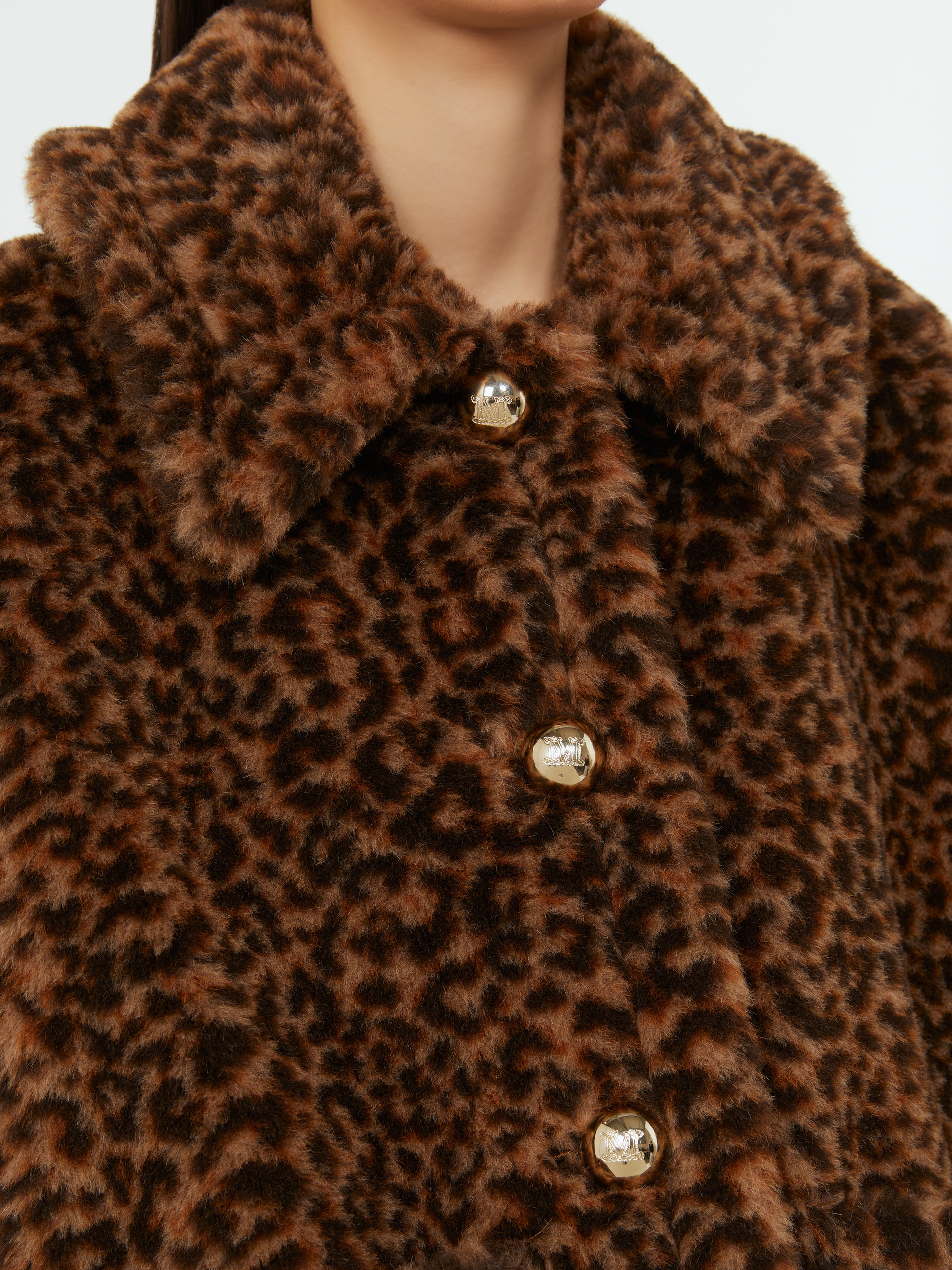 TITTY10 Wool and alpaca jacquard Teddy cape - 5