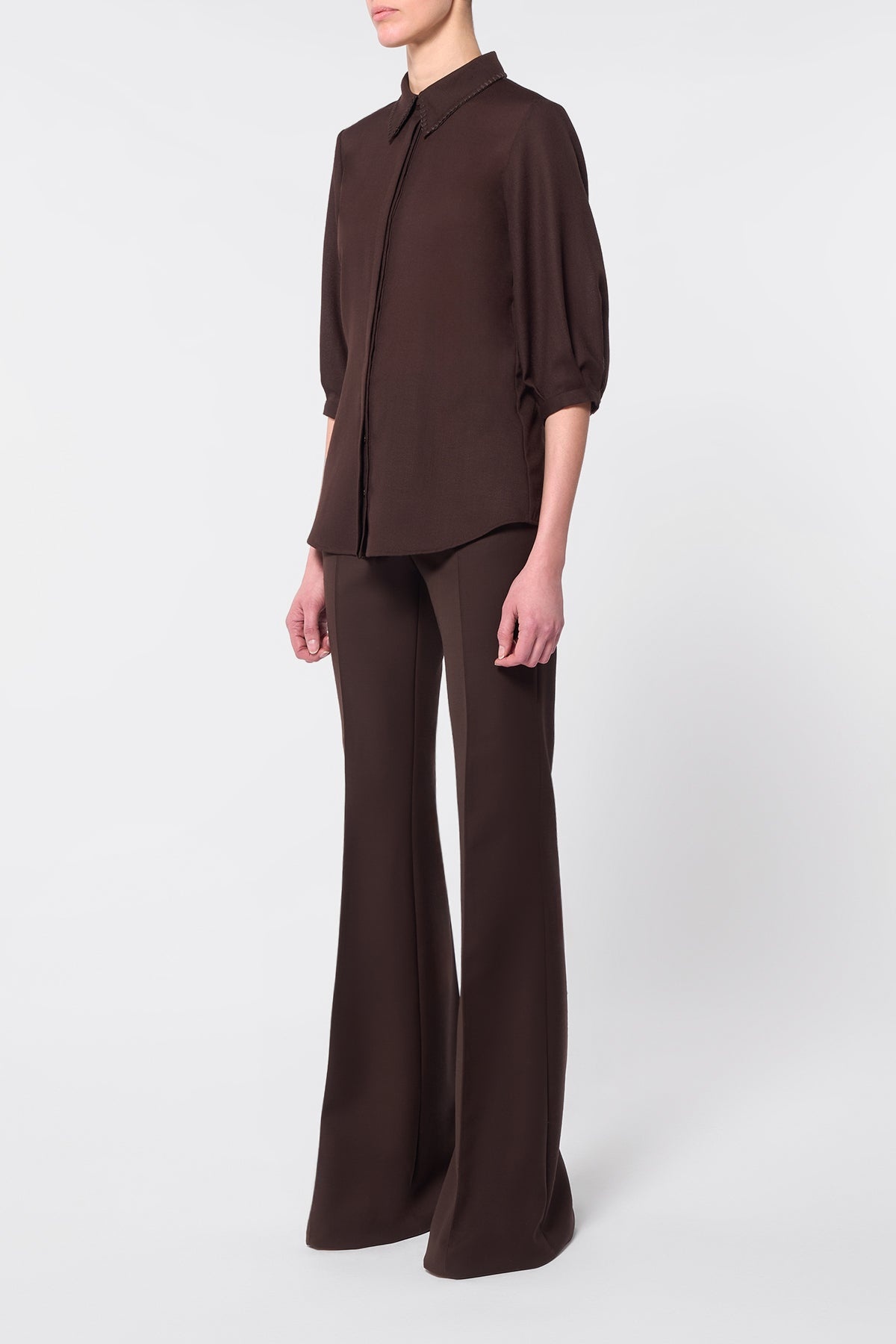 Hadley Blouse in Chocolate Virgin Wool - 3