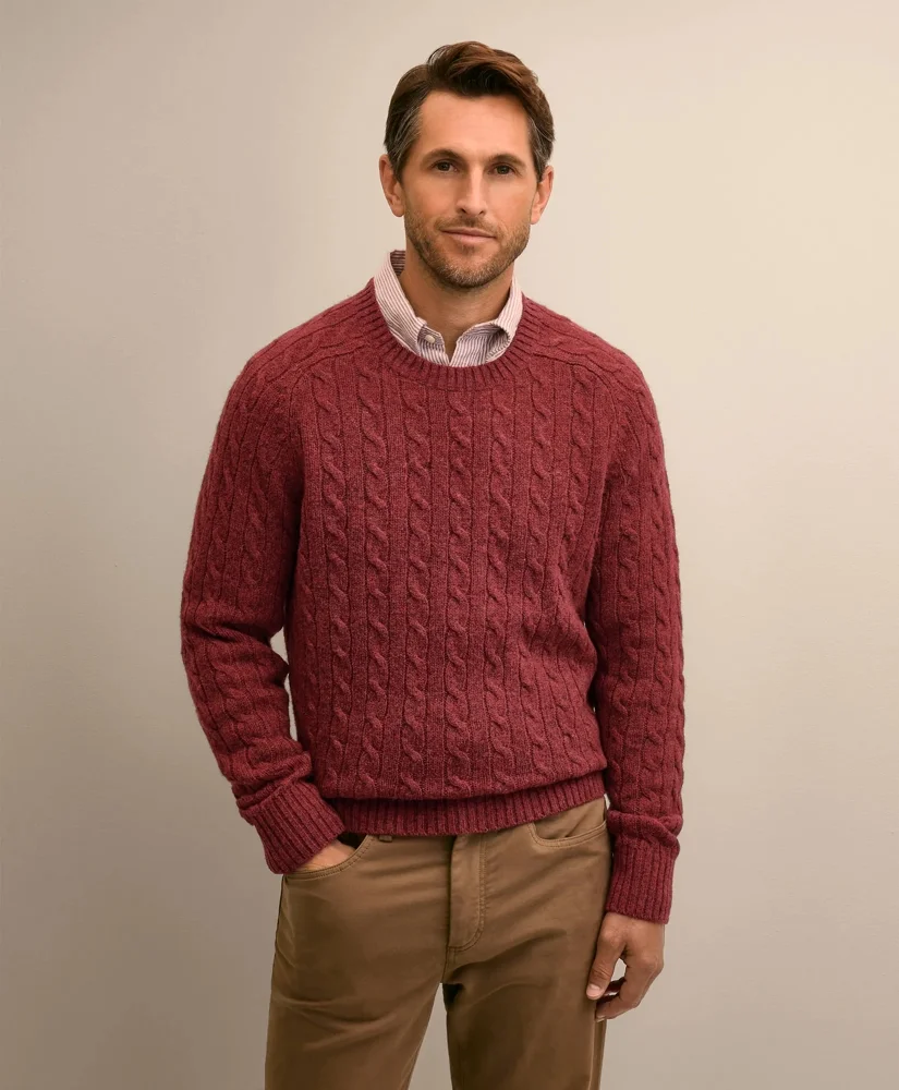 Shetland Wool Cable Knit Sweater - 1