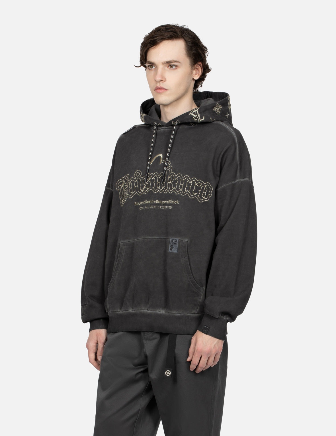 Monogram Embroidery Garment Dye Oversized Hoodie - 7