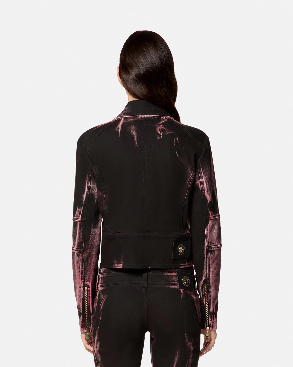 Baroque Buckle Denim Biker Jacket - 5