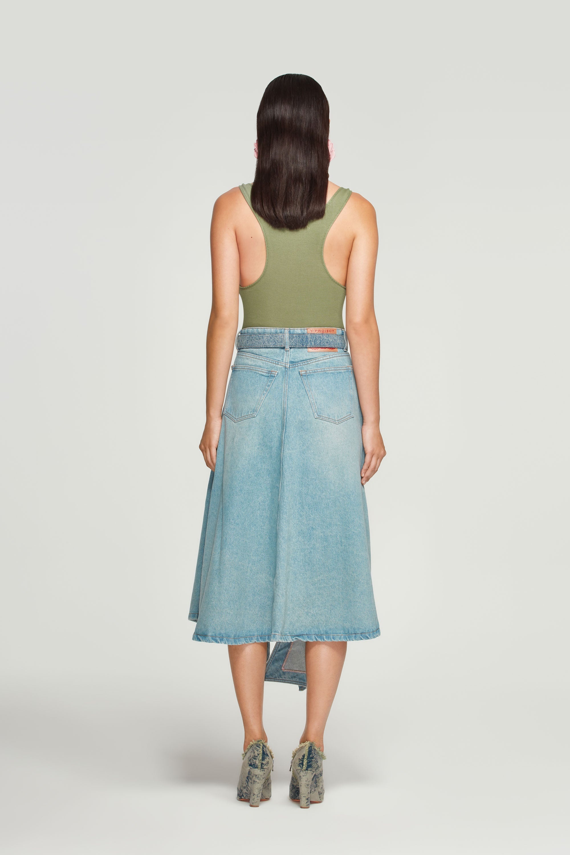 Cut Out Denim Skirt - 6