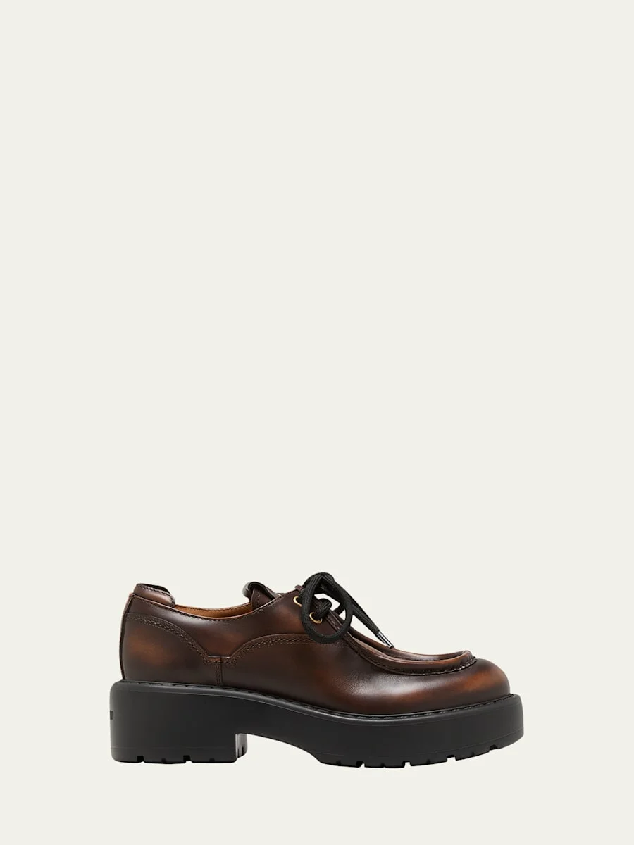 Leather Casual Derby Loafers - 1