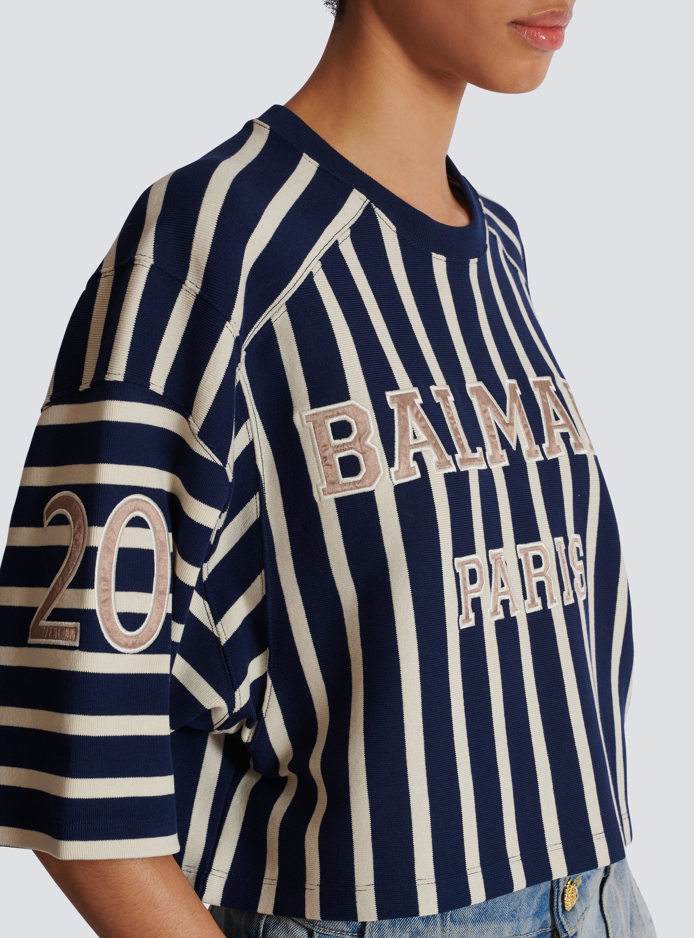 Striped Balmain Baseball T-shirt - 8