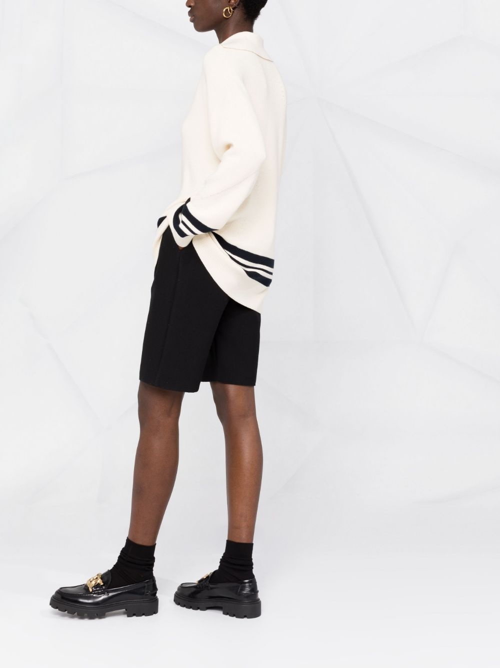 stripe-trim oversized jumper - 6