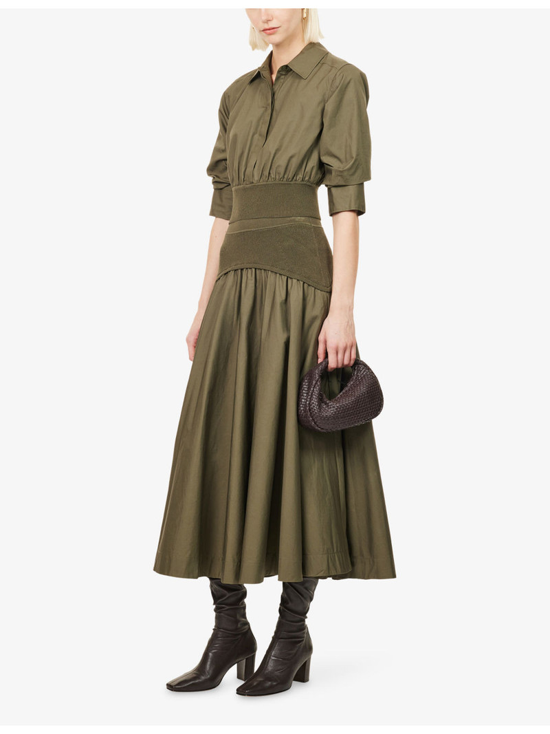 SIMKHAI Ovie Knitted-Waistband Cotton Midi Skirt outlook