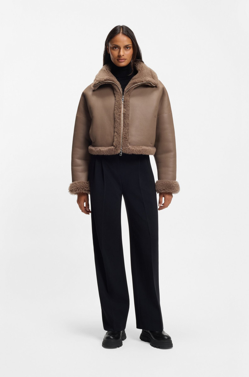 BOSS LEATHER BOOTS WITH FAUX-FUR TRIM outlook