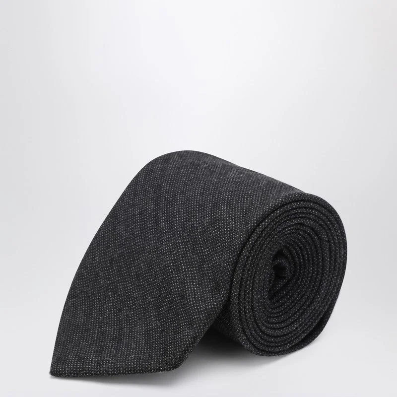 Prada Anthracite Wool Tie Men - 1