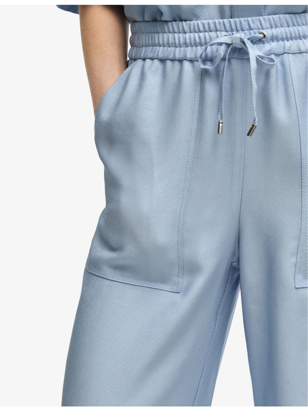 Elasticated-waist wide-leg woven trousers - 5