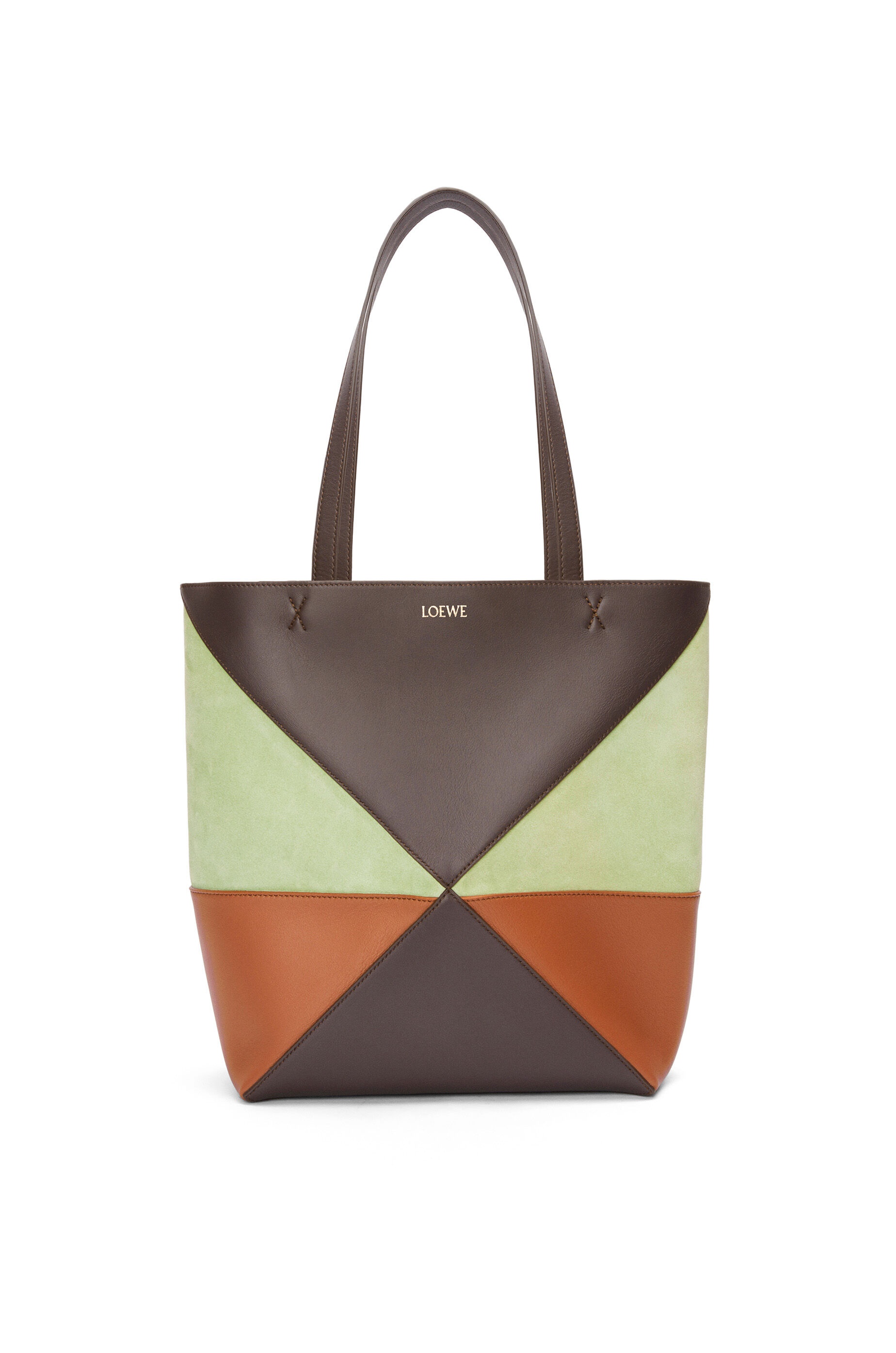 Medium Puzzle Fold tote in calfskin and suede - 1