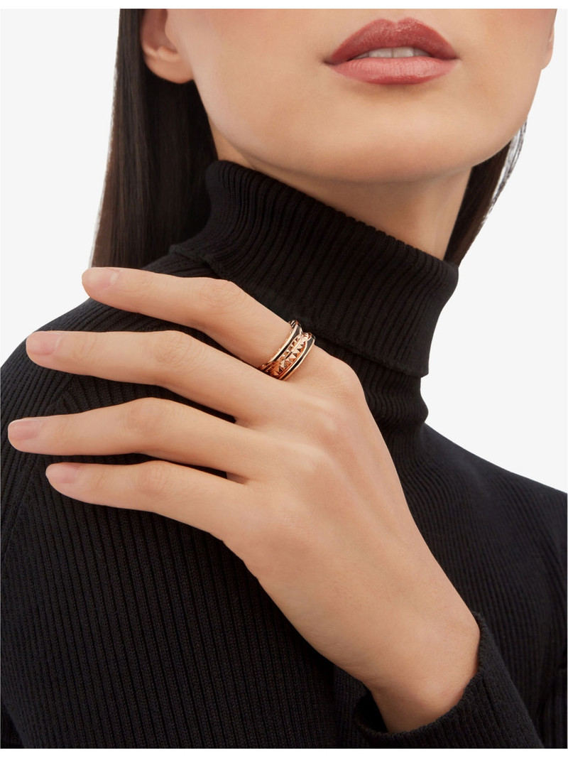 BVLGARI B.zero1 Rock 18ct rose-gold and ceramic ring outlook