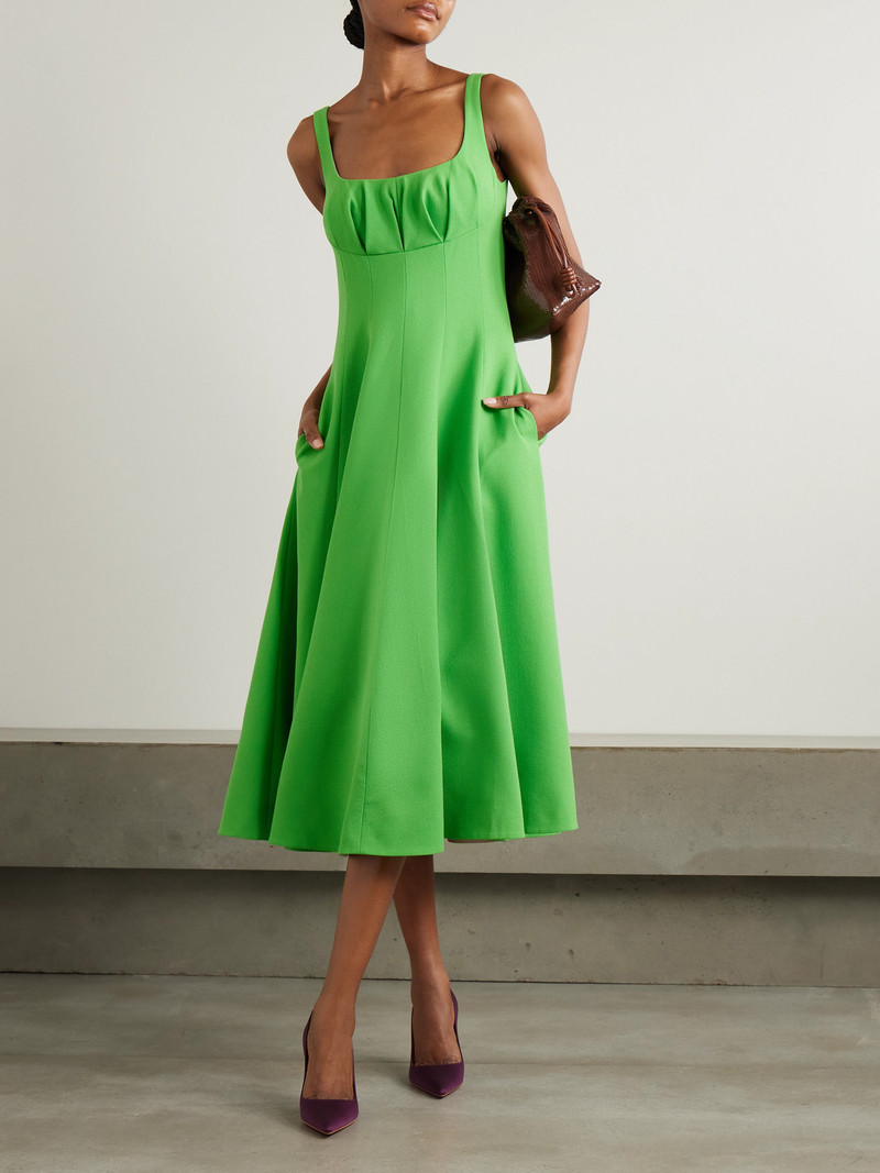 EMILIA WICKSTEAD Collins Pleated Paneled Wool-crepe Midi Dress outlook