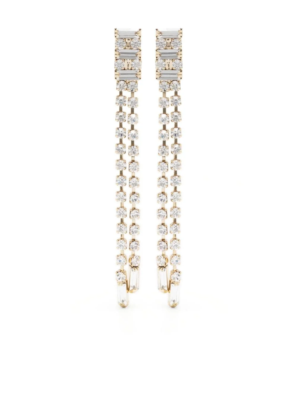 crystal-embellished long drop earrings - 1