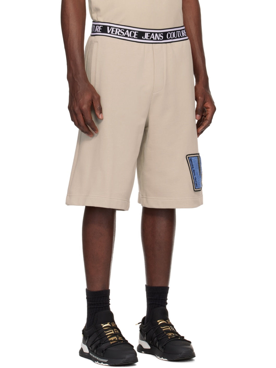 Beige V-Patch Shorts - 2