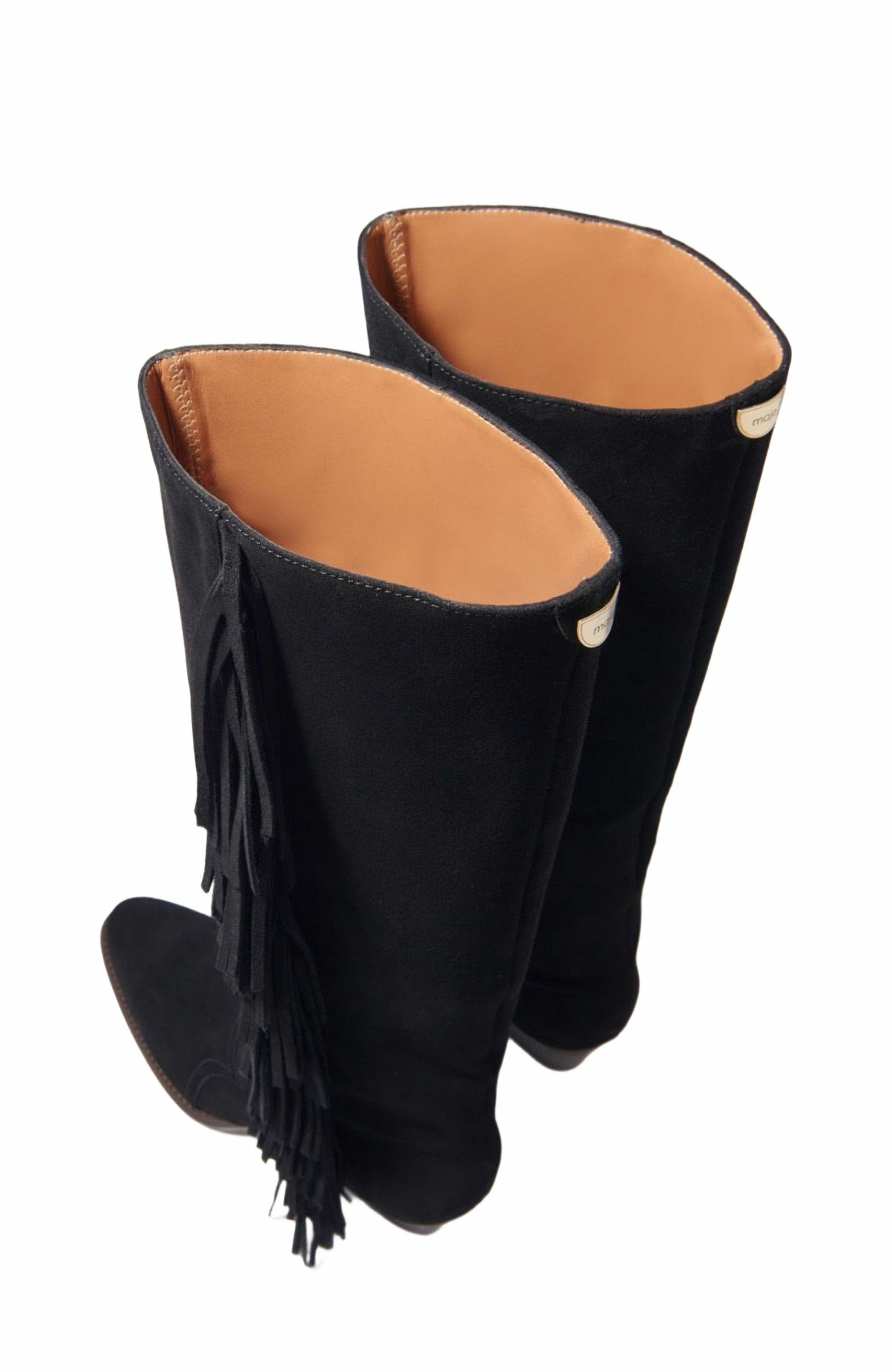 maje Fringed suede cowboy boots in Black at Nordstrom - 4