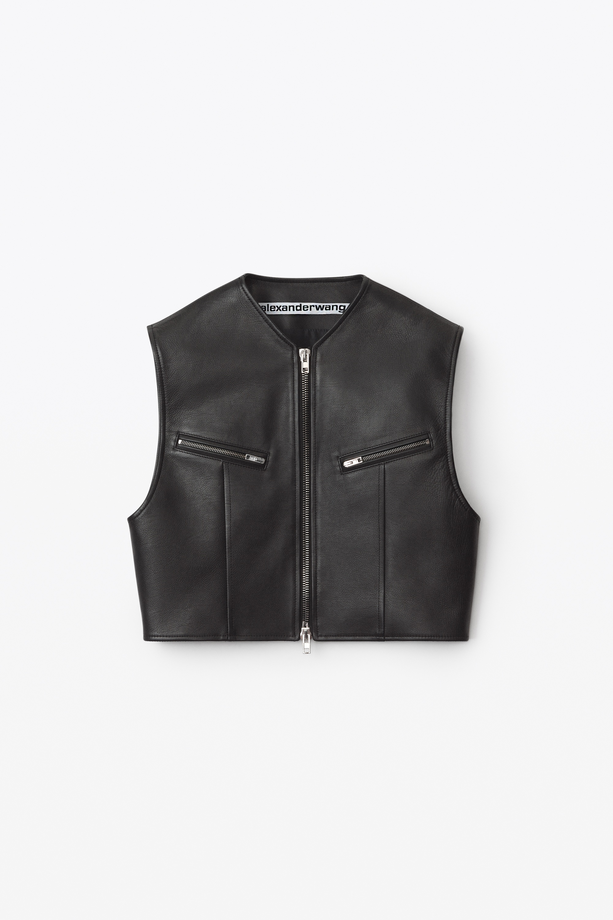 TAILORED SHORT VEST IN MOTO LEATHER - 1
