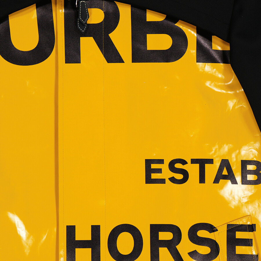 Open Box - Burberry Men's Yellow Norfolk Track Top Panel Horseferry Print Car Coat, Size Small - 7
