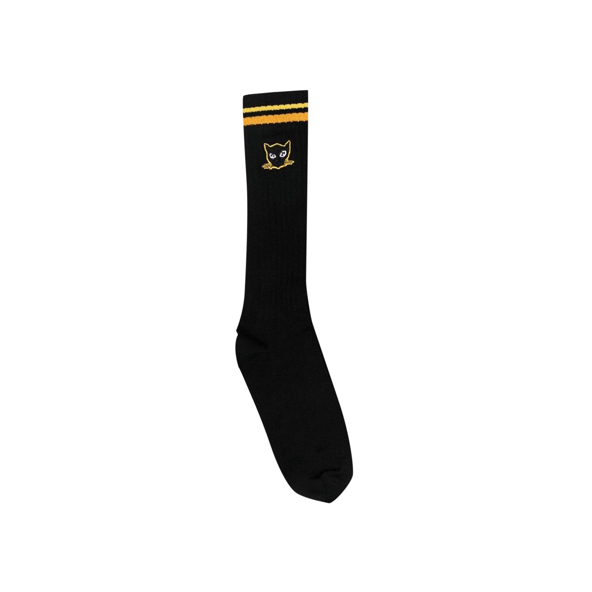 Off-White Cat Medium Socks 'Black/Yellow' - 1