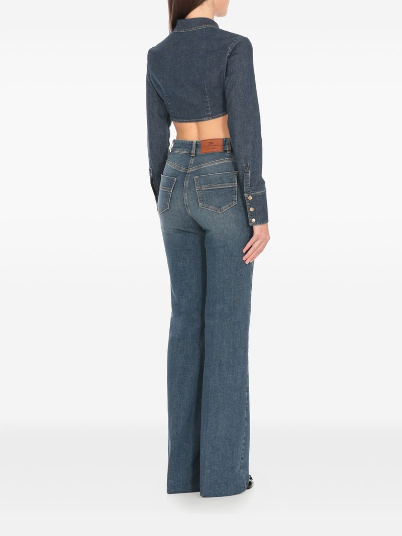 cropped gold-collar denim top 4