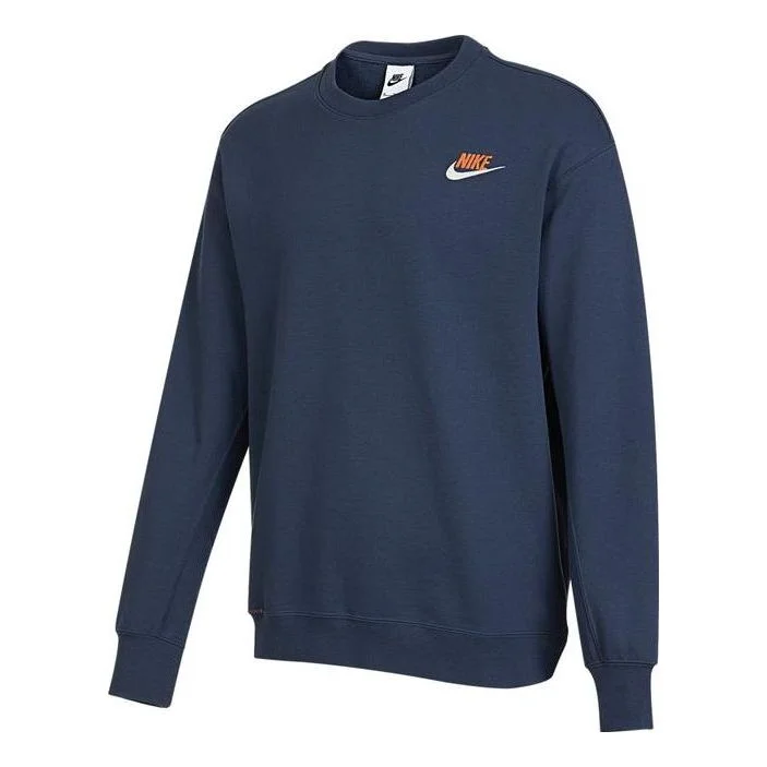 Men's Nike Logo Embroidered Round Neck Sports Pullover Blue DR7834-437 - 1