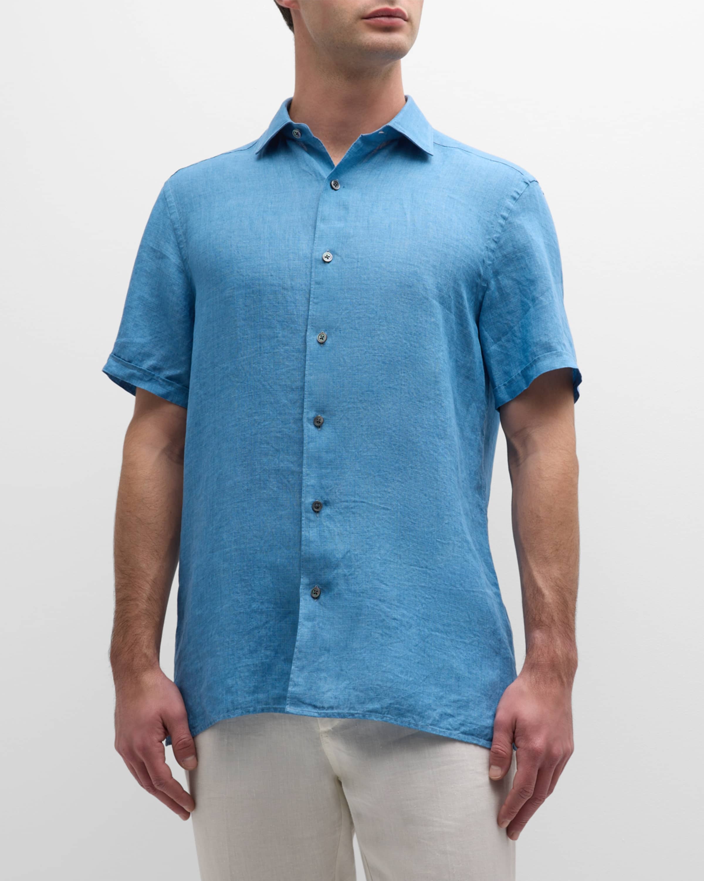 Men's Linen Chambray Short-Sleeve Shirt - 2