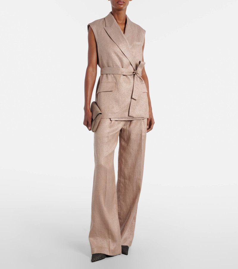 Brunello Cucinelli Monili 55 suede-trimmed slingback pumps outlook