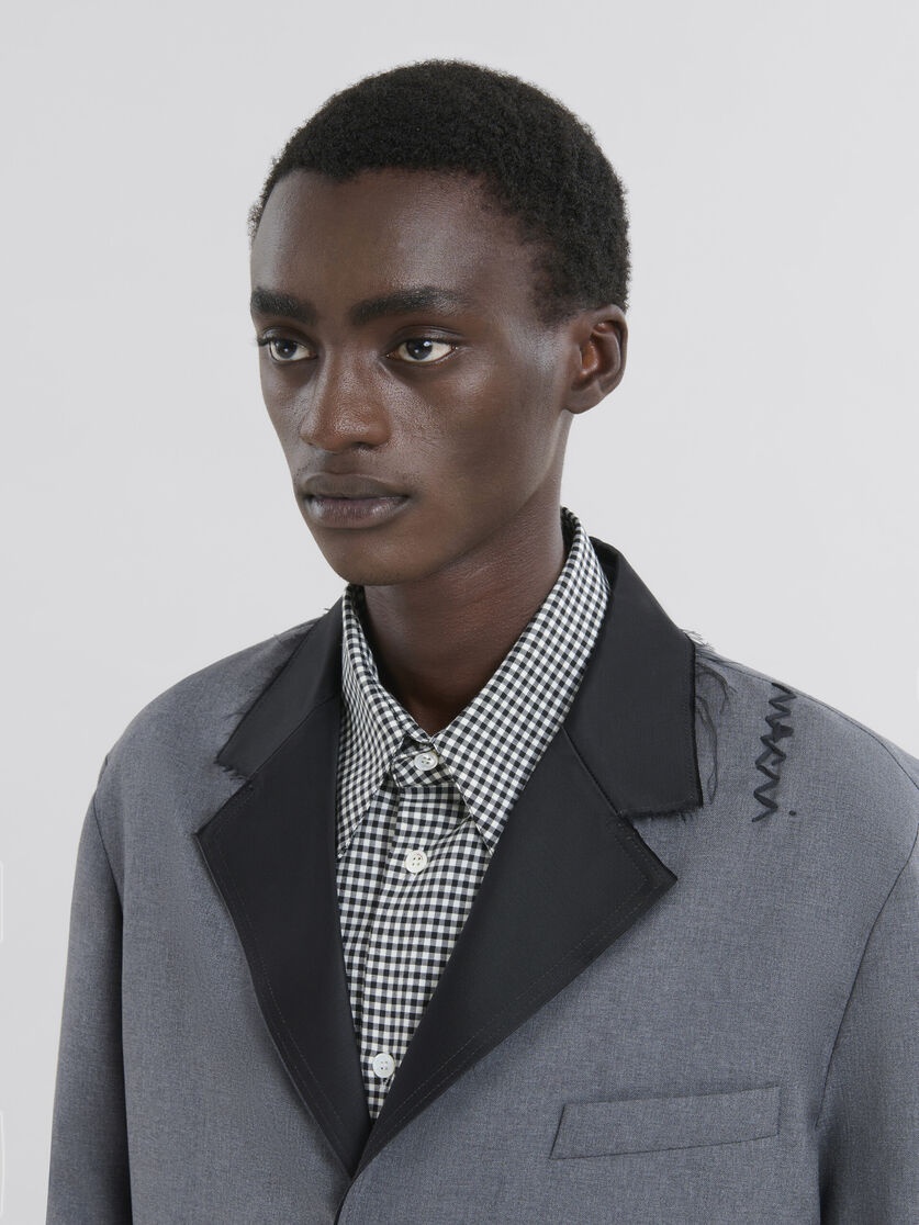 GREY SINGLE BREASTED WOOL JACKET WITH MARNI SYMBOL - 4
