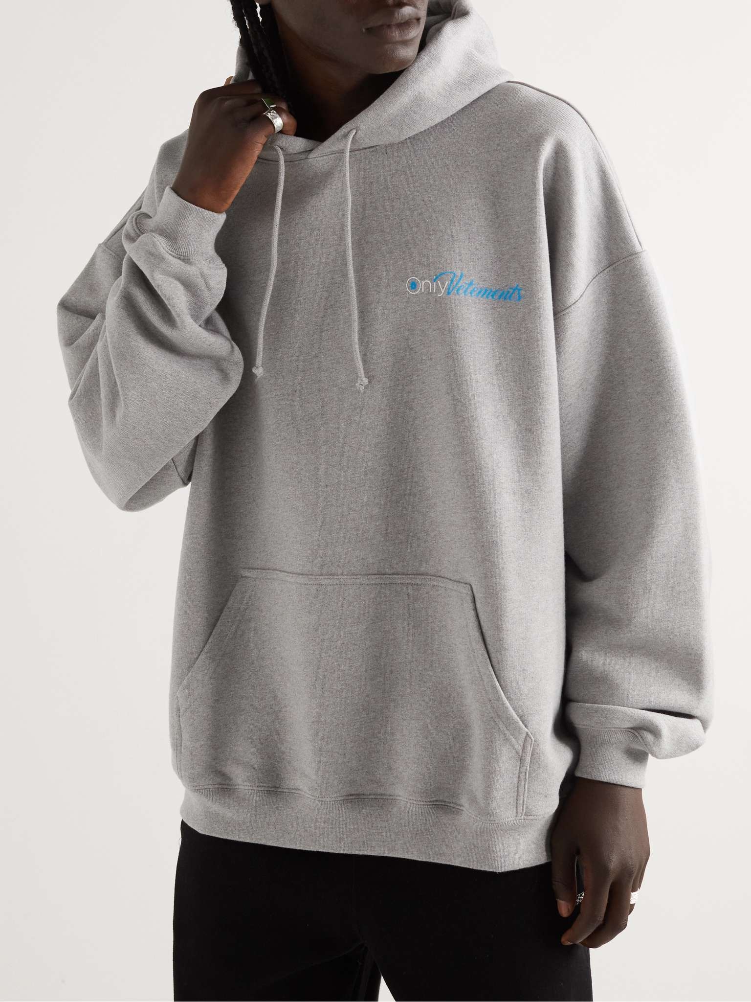 VETEMENTS Oversized Logo-Print Cotton-Blend Jersey Hoodie