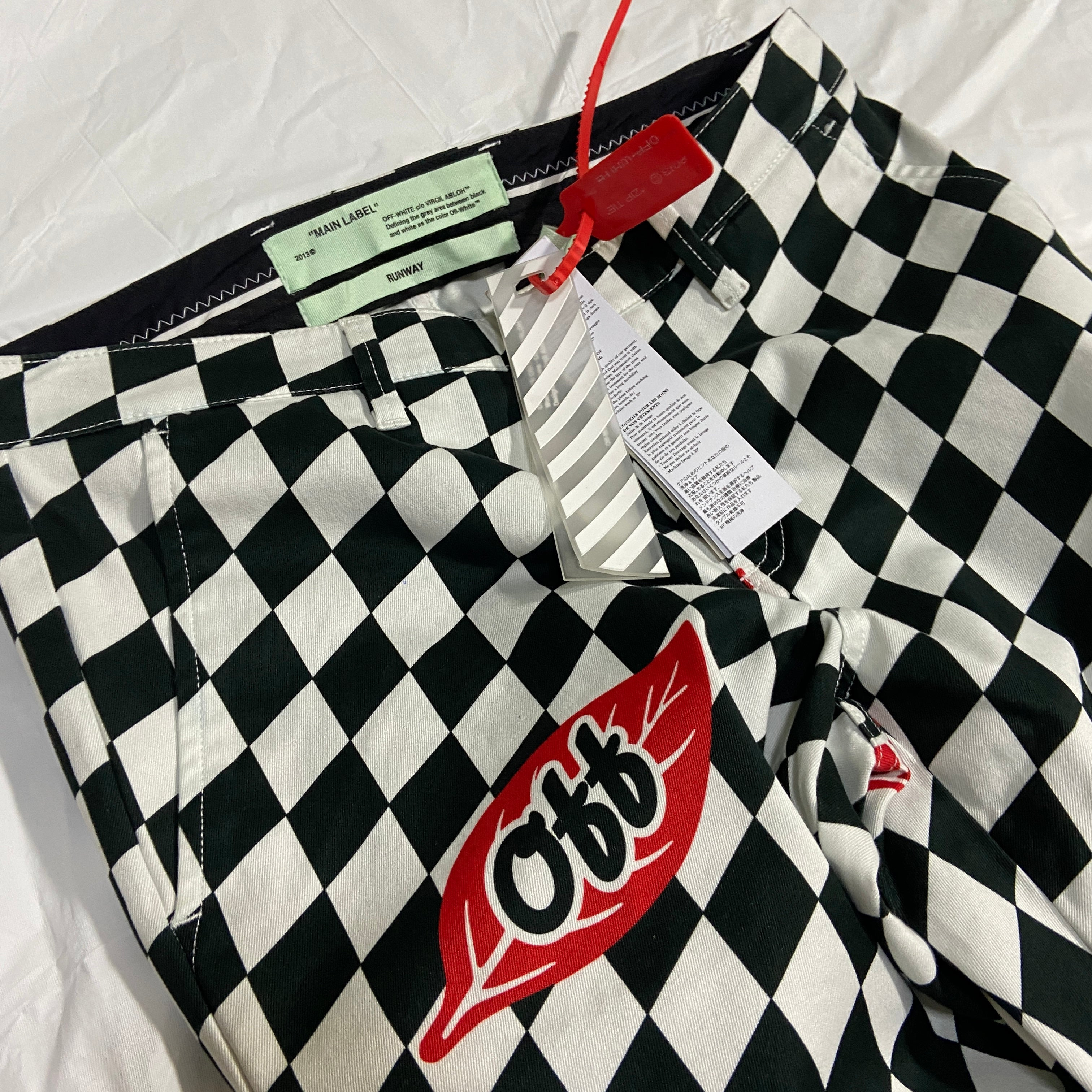 Off-White fall 2017 Runway checker leaf chino pants 31 - 5