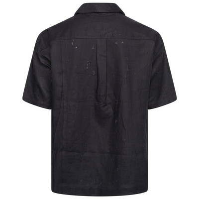 FENG CHEN WANG Ripped Patchwork Linen Shirt in Black outlook