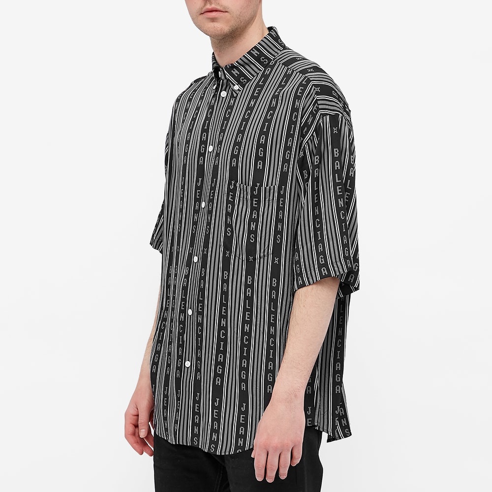 Balenciaga Short Sleeve Logo Stripe Shirt - 4