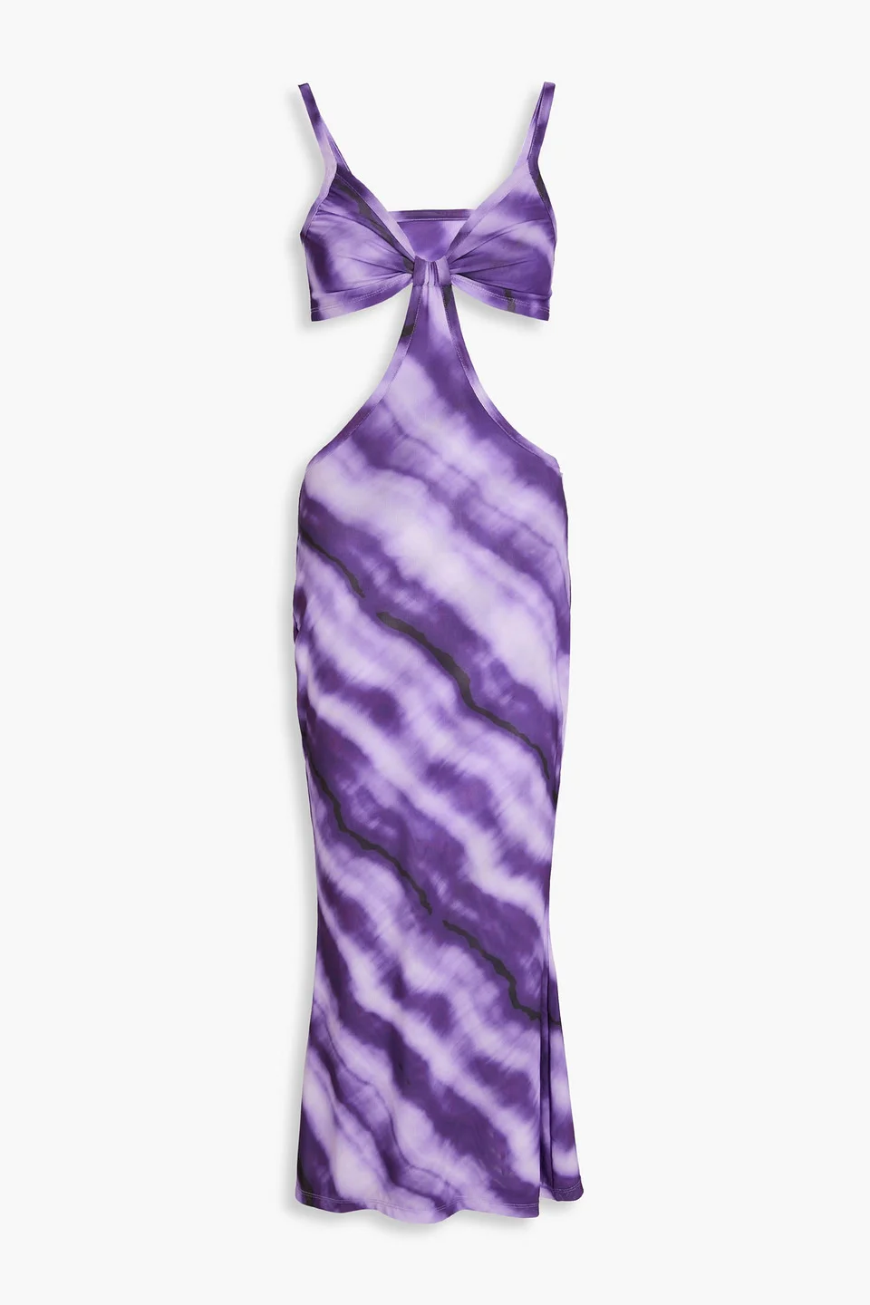 Kumi cutout tie-dyed stretch-mesh midi dress - 1