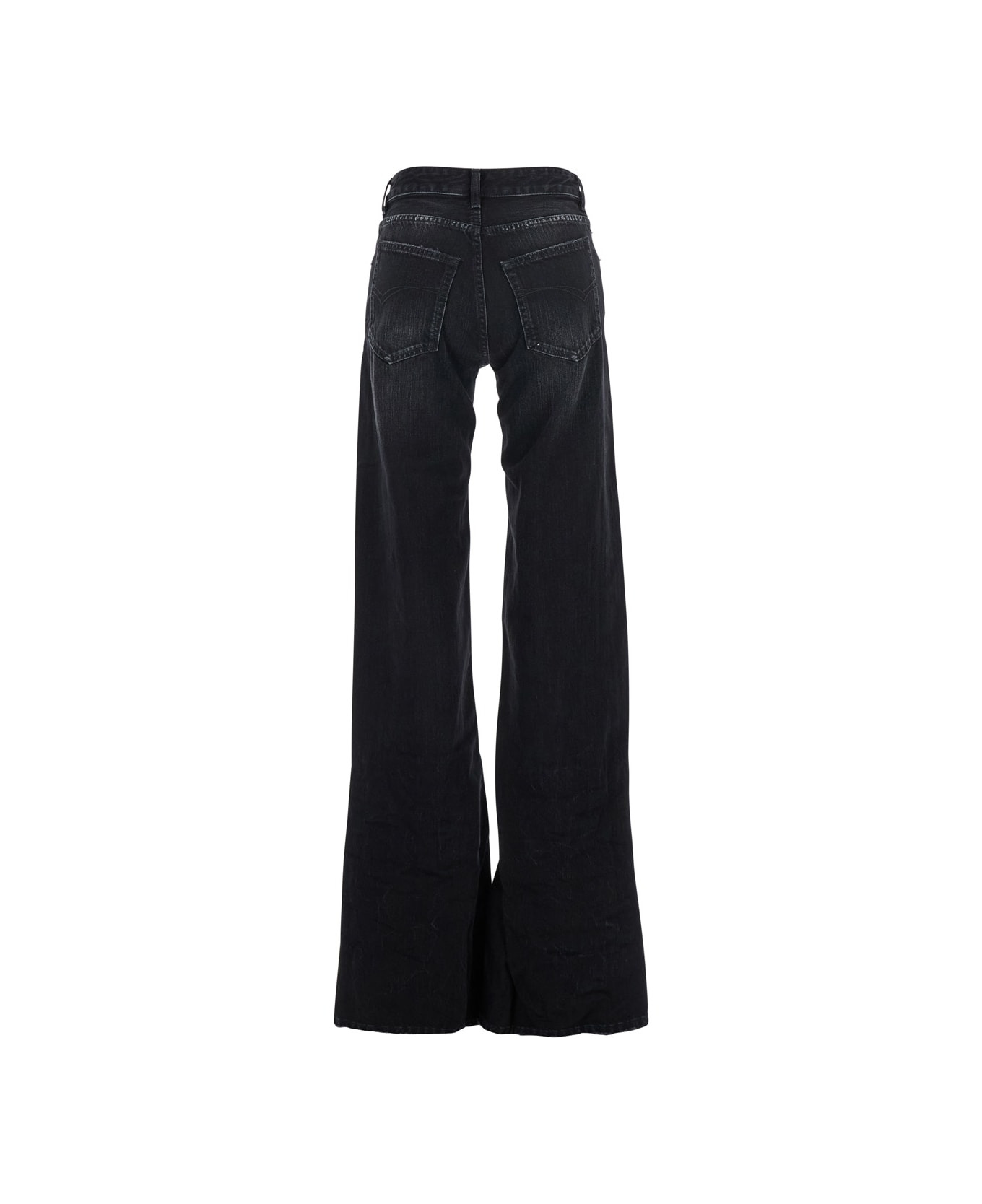 Black Jeans With Faded Effect And Wide Legi N Denim Woman - 2