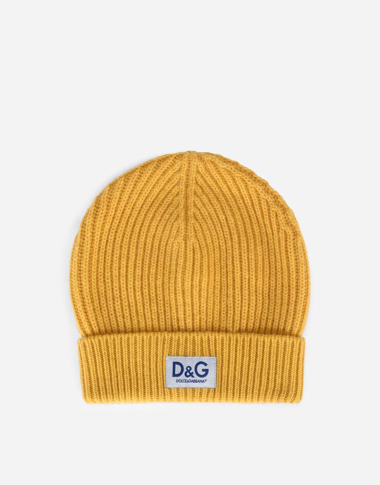 Knit cashmere hat with D&G patch - 1