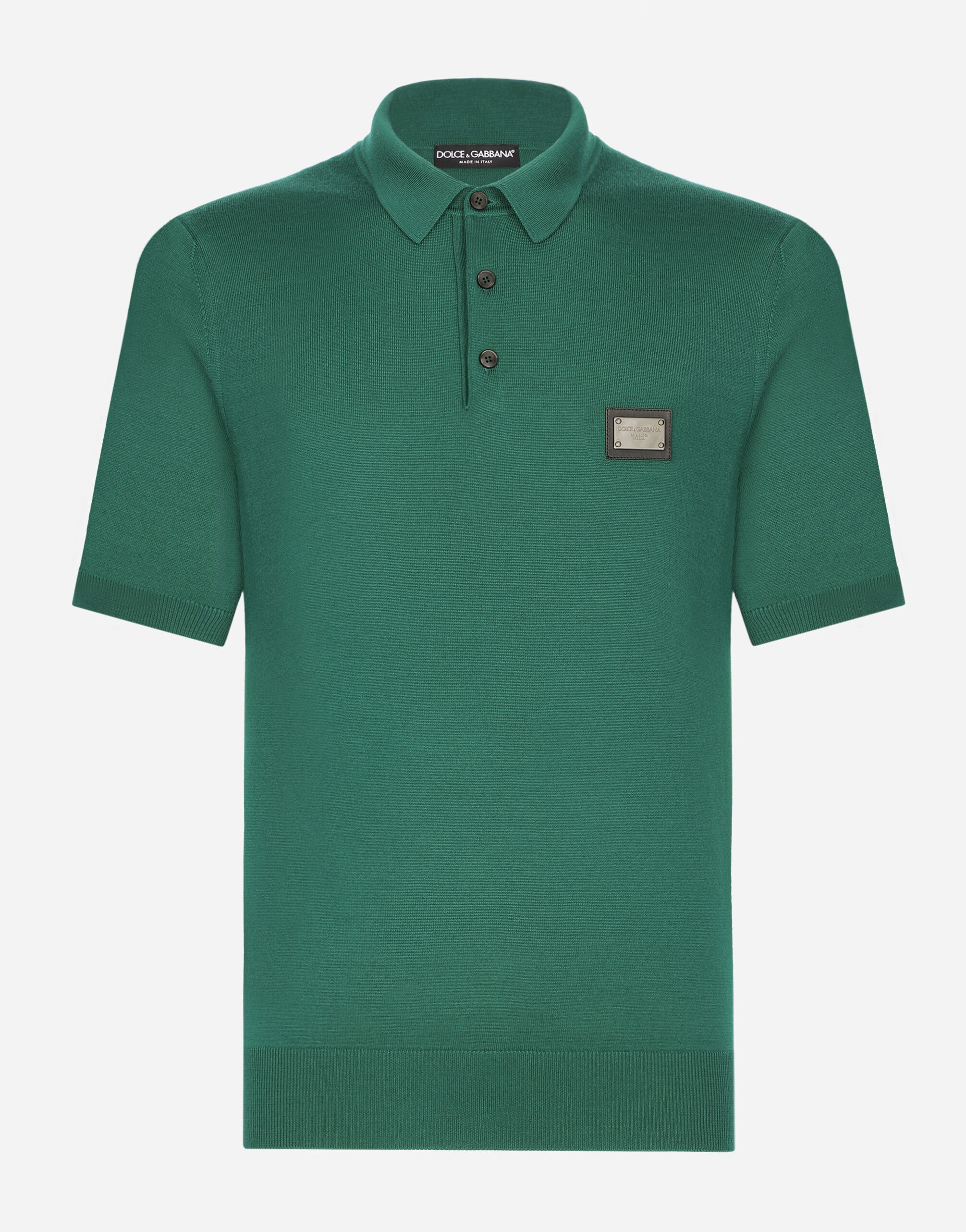 Wool polo-shirt with branded tag - 1