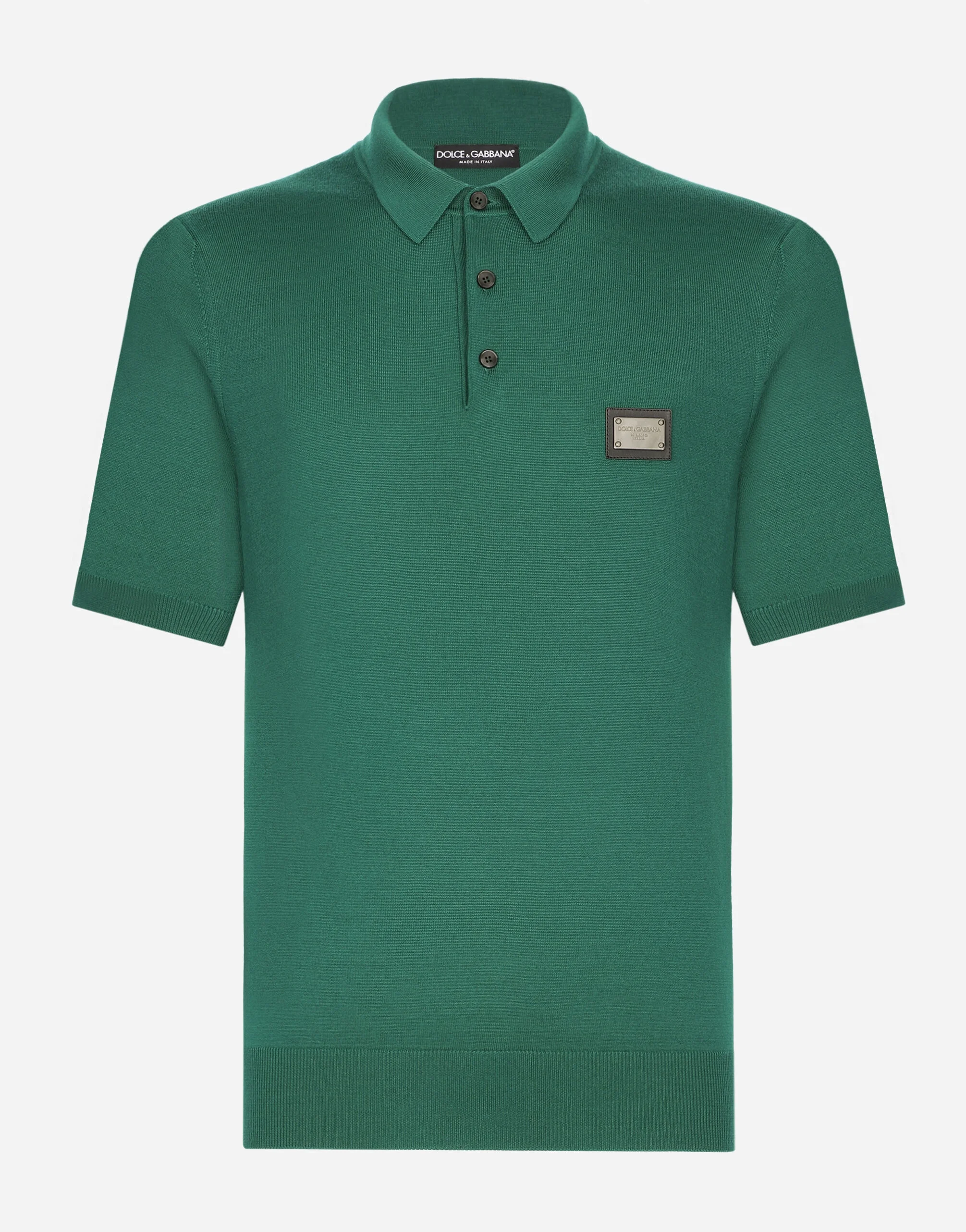 Wool polo-shirt with branded tag - 1