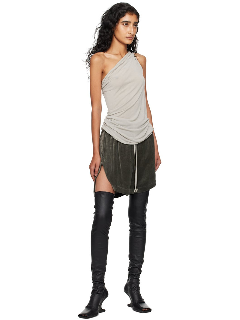 Rick Owens Khaki Concordians Velvet Boxer Shorts outlook