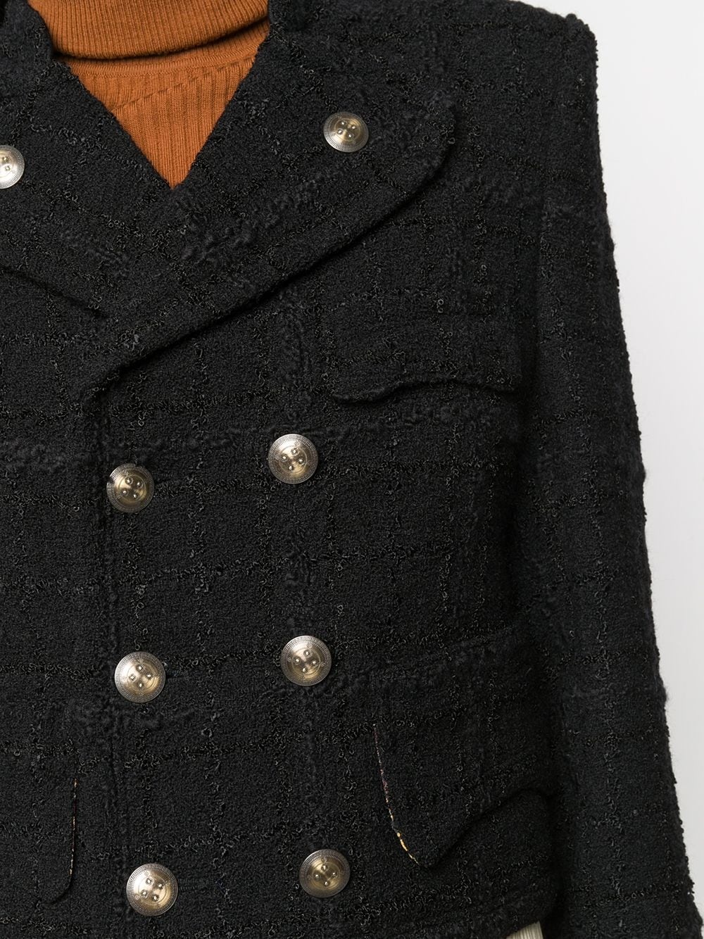 double breasted cropped tweed jacket - 5