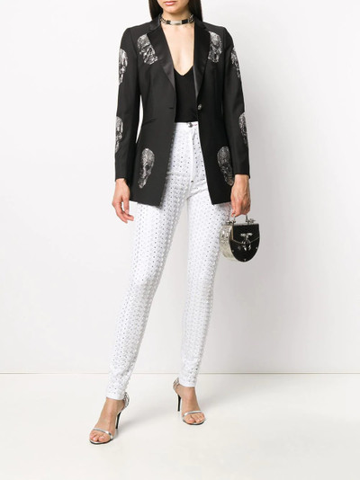 PHILIPP PLEIN rhinestone-embellished skull blazer outlook