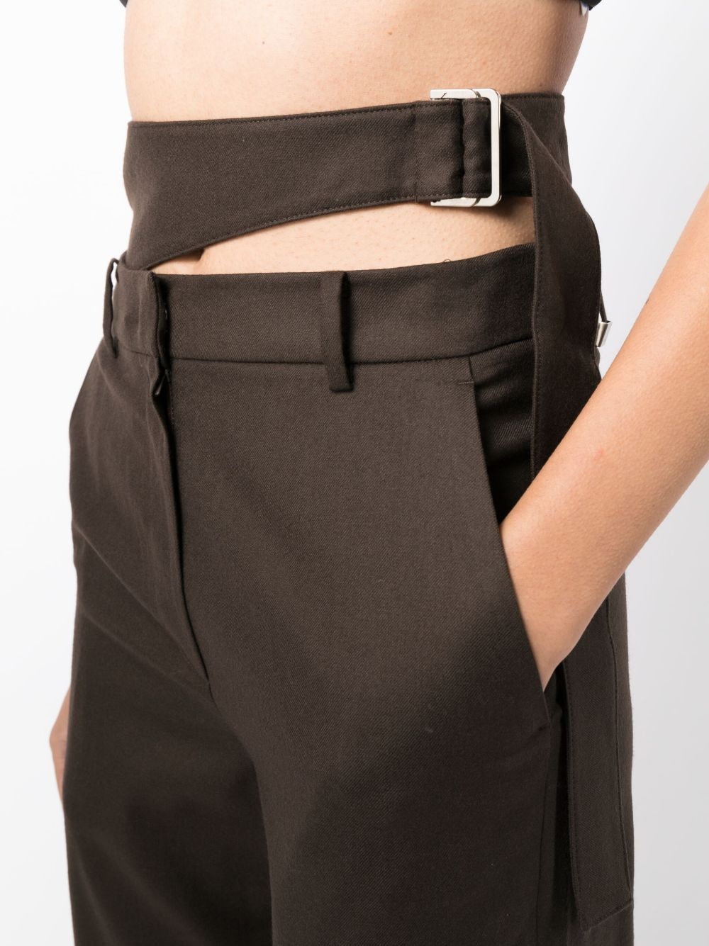 cut-out detailing wool tailored trousers - 5