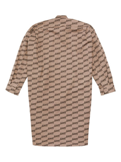 BALENCIAGA monogram-print long-sleeve shirtdress outlook