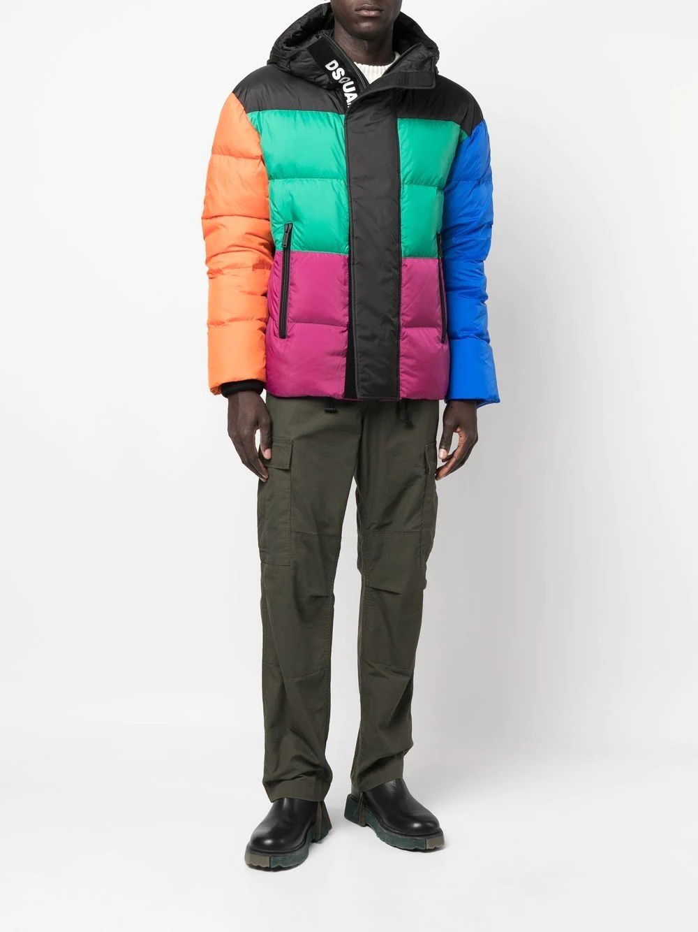 colour-block padded jacket - 2