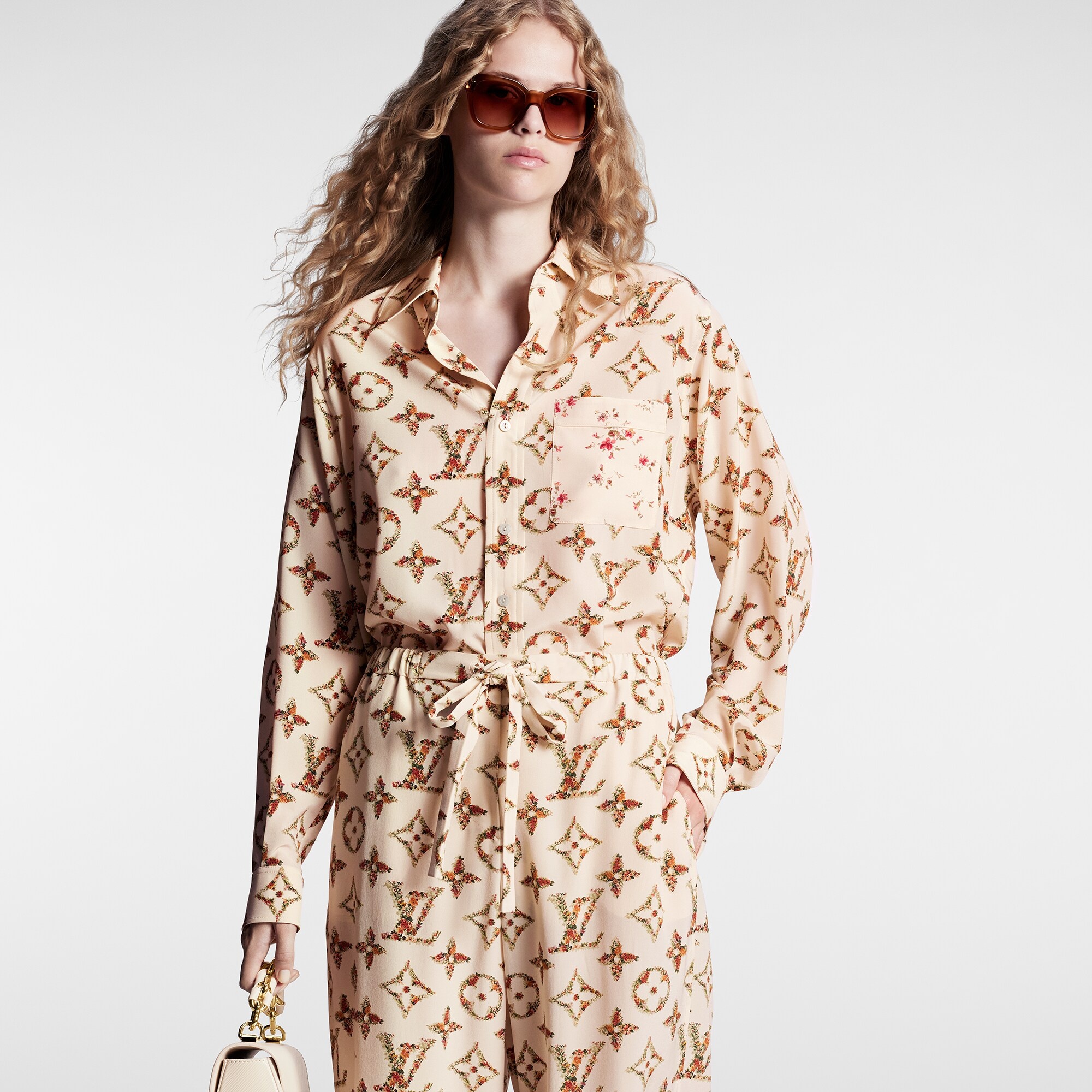 Floral Monogram Wide-Leg Pajama Pants - 5