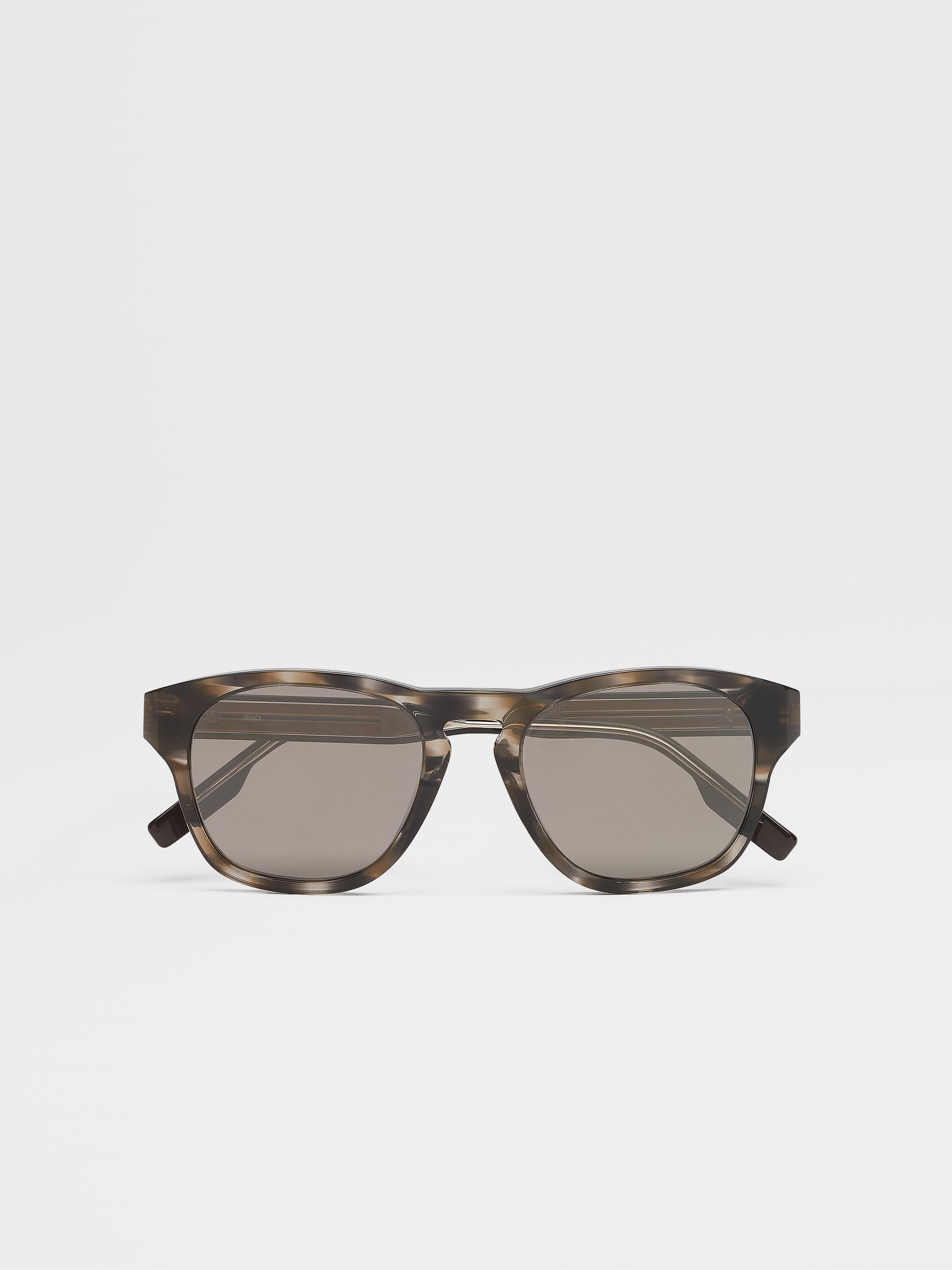 STRIPED LIGHT BROWN ACETATE SUNGLASSES - 1