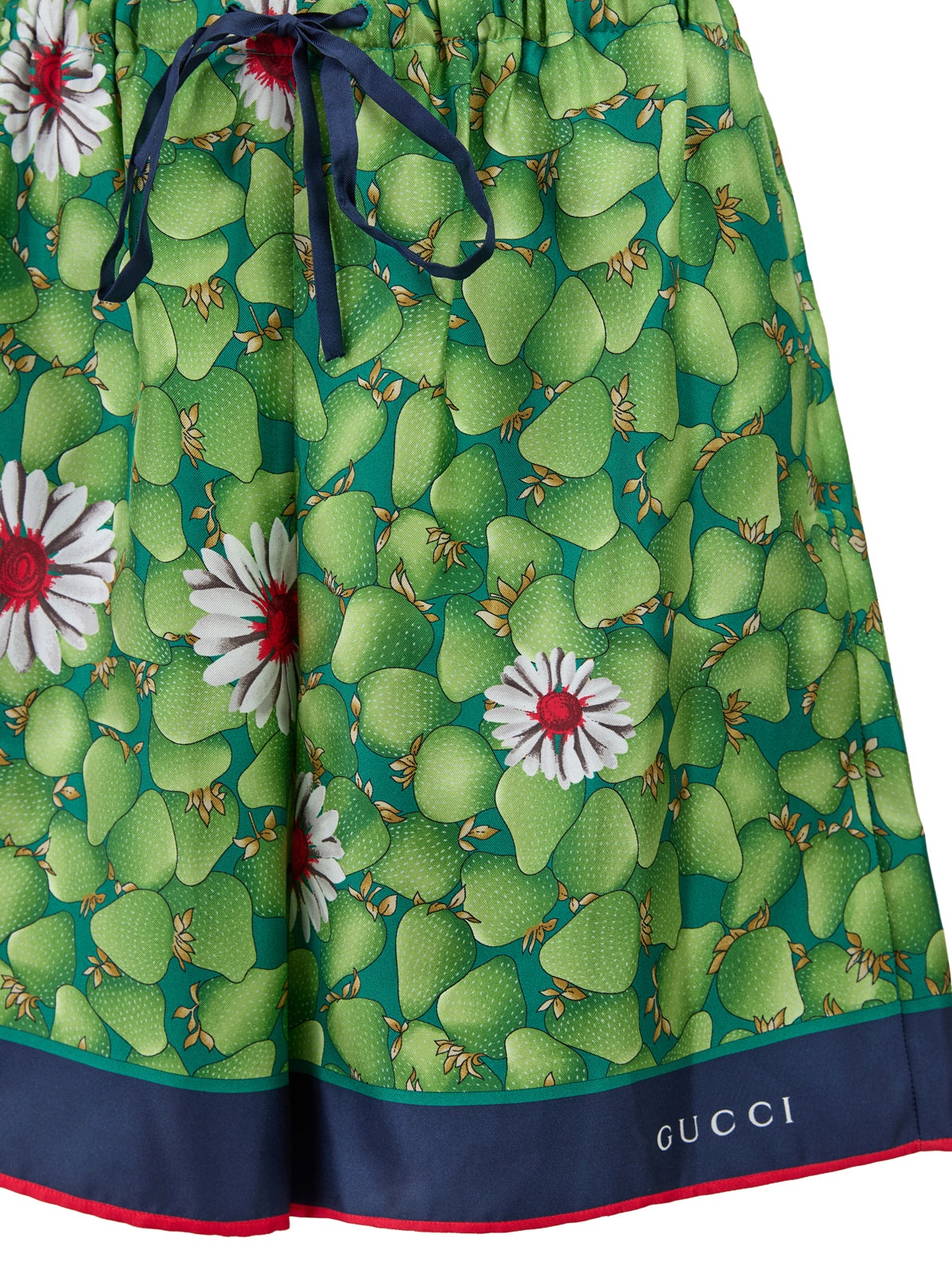 Gucci Green Flower Printed Silk Shorts - 2